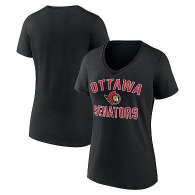 Women's Logo Athletic Black Ottawa Senators Arch Victory V-Neck T-Shirt