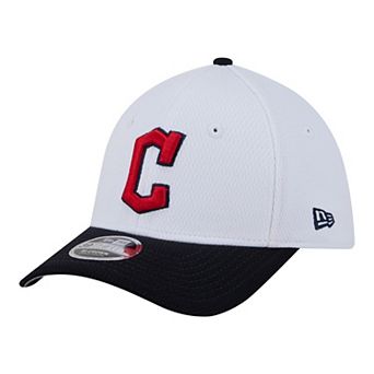 Youth New Era White/Navy Cleveland Guardians Baseball 39THIRTY M-Crown Flex Hat