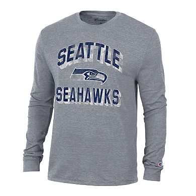 Men's Champion Charcoal Seattle Seahawks Ultimate Tri-Blend Long Sleeve T-Shirt