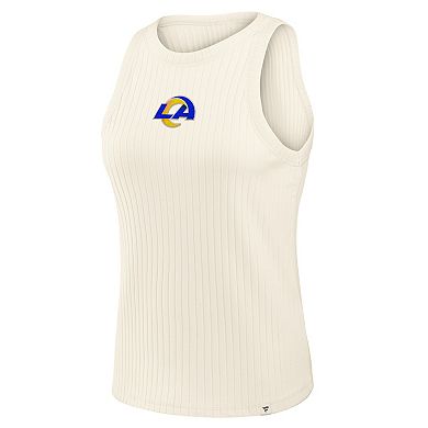 Women's Fanatics Cream Los Angeles Rams Star Play Tri-Blend Ribbed Tank Top