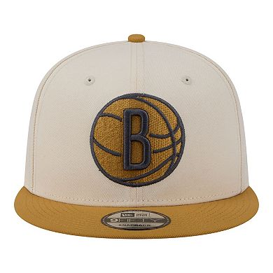 Men's New Era Cream/Tan Brooklyn Nets Two-Tone Color Pack 9FIFTY Snapback Hat