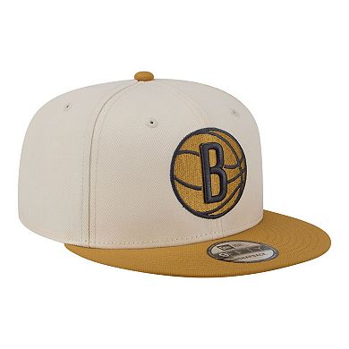 Men's New Era Cream/Tan Brooklyn Nets Two-Tone Color Pack 9FIFTY Snapback Hat