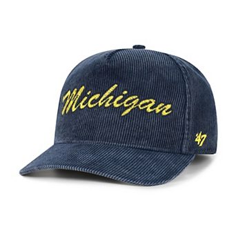Men's '47 Navy Michigan Wolverines Reclaim Snow Wash Corduroy Hitch Adjustable Hat