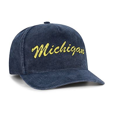 Men's '47 Navy Michigan Wolverines Reclaim Snow Wash Corduroy Hitch Adjustable Hat