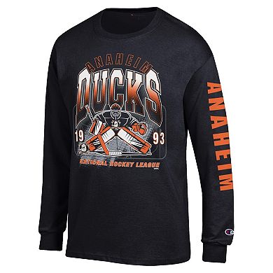 Men's Champion Black Anaheim Ducks Long Sleeve Jersey T-Shirt