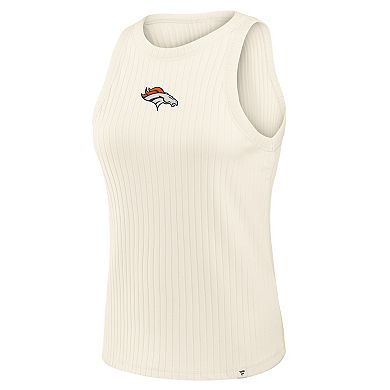 Women's Fanatics Cream Denver Broncos Star Play Tri-Blend Ribbed Tank Top