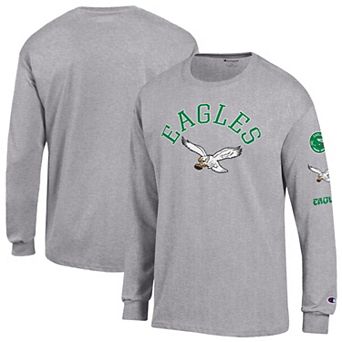 Men's Champion Gray Philadelphia Eagles Long Sleeve Vintage Jersey T-Shirt