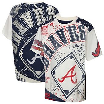 Youth Outerstuff Cream Atlanta Braves Big League Top Player Bold All-Over-Print T-Shirt