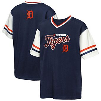 Youth Outerstuff Navy Detroit Tigers Big League Base Runner Ringer T-Shirt