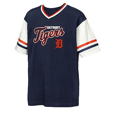 Youth Outerstuff Navy Detroit Tigers Big League Base Runner Ringer T-Shirt