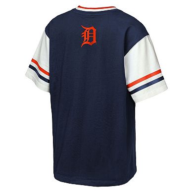 Youth Outerstuff Navy Detroit Tigers Big League Base Runner Ringer T-Shirt