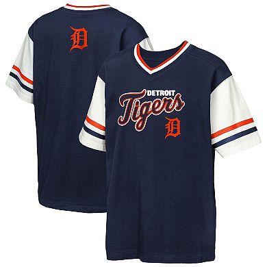 Youth Outerstuff Navy Detroit Tigers Big League Base Runner Ringer T-Shirt