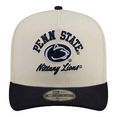 Men's New Era Cream/Navy Penn State Nittany Lions Two-Tone Arched 9FIFTY Snapback Hat