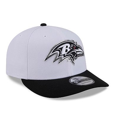 Men's New Era White/Black Baltimore Ravens 2026 NFL Draft Pre-Curved 9FIFTY Snapback Hat