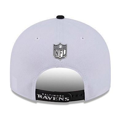 Men's New Era White/Black Baltimore Ravens 2026 NFL Draft Pre-Curved 9FIFTY Snapback Hat