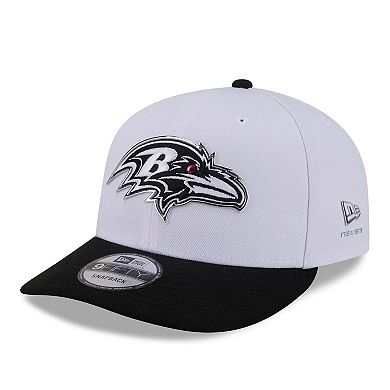Men's New Era White/Black Baltimore Ravens 2026 NFL Draft Pre-Curved 9FIFTY Snapback Hat