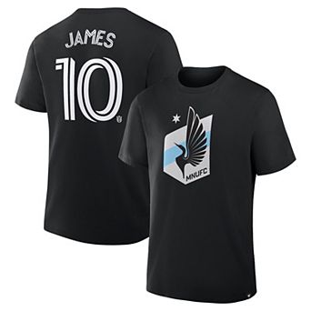 Men's Fanatics James Rodriguez Black Minnesota United FC Authentic Stack Player Name & Number T-Shirt