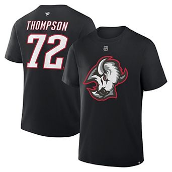 Men's Fanatics Tage Thompson Black Buffalo Sabres Authentic Stack Name & Number T-Shirt