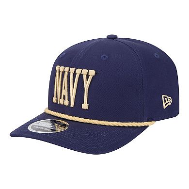 Men's New Era Navy Navy Midshipmen Wordmark Rope 9SEVENTY Stretch-Snap Hat