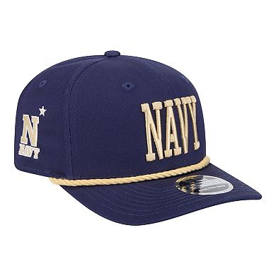 Men's New Era Navy Navy Midshipmen Wordmark Rope 9SEVENTY Stretch-Snap Hat