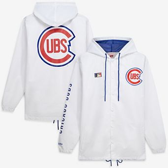 Men's Mitchell & Ness White Chicago Cubs Big & Tall Full-Snap Hooded Jacket