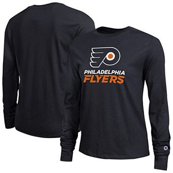 Women's Champion Black Philadelphia Flyers Wordmark Lockup Long Sleeve T-Shirt