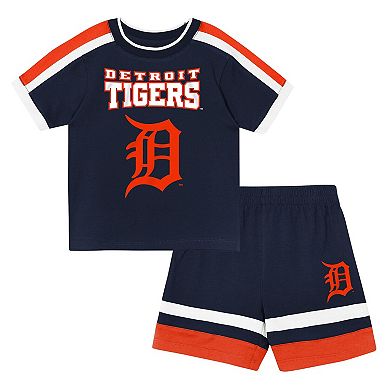 Preschool Outerstuff Navy Detroit Tigers Ground Ball T-Shirt & Shorts Set