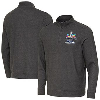 Men's Antigua Black Seattle Seahawks Super Bowl LX Champions Subtle Quarter-Zip Pullover