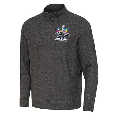 Men's Antigua Black Seattle Seahawks Super Bowl LX Champions Subtle Quarter-Zip Pullover