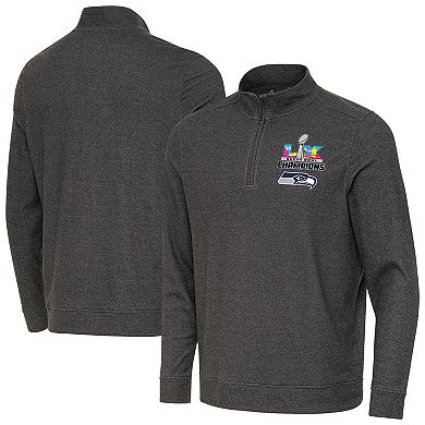 Men's Antigua Black Seattle Seahawks Super Bowl LX Champions Subtle Quarter-Zip Pullover