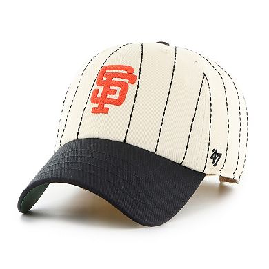 Men's '47 x Rawlings Natural/Black San Francisco Giants Pinstripe Clean Up Adjustable Hat