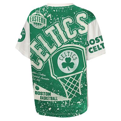 Youth Outerstuff Cream Boston Celtics Top Player All-Over-Print T-Shirt