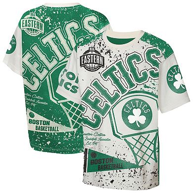 Youth Outerstuff Cream Boston Celtics Top Player All-Over-Print T-Shirt