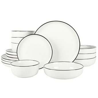 Gibson Home Oslo 16 pc Porcelain Plates and Double Bowls Set