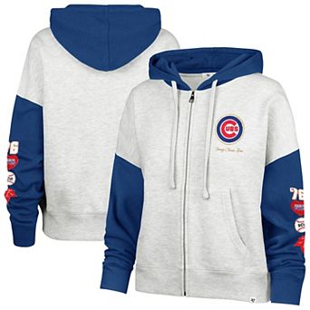 Women's '47 x Stoney Clover Lane Heather Gray/Royal Chicago Cubs Color Block Full-Zip Hoodie