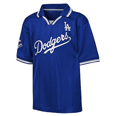 Youth Outerstuff Blue Los Angeles Dodgers Y2 Tech Stadium Fashion Collar T-Shirt