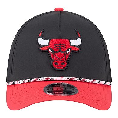 Men's New Era Black/Red Chicago Bulls Rope Two-Tone M-Crown A-Frame 39THIRTY Flex Hat