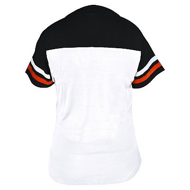 Women's Profile White/Black San Francisco Giants Plus Size Two-Stripe V-Neck T-Shirt