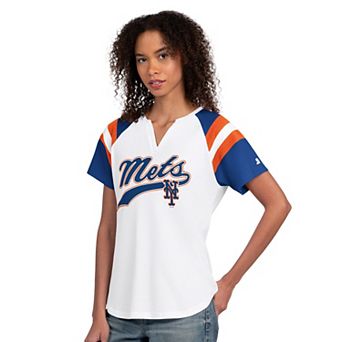 Women's Starter White New York Mets Game On Notch Neck T-Shirt