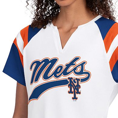 Women's Starter White New York Mets Game On Notch Neck Raglan T-Shirt