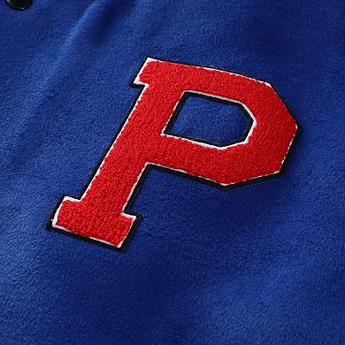 Unisex FISLL Blue/Cream Philadelphia 76ers Full-Snap Varsity Jacket