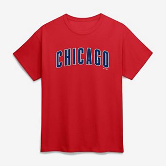 Men's Logo Athletic Red Chicago Cubs Wordmark T-Shirt
