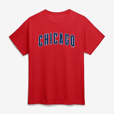 Men's Logo Athletic Red Chicago Cubs Wordmark T-Shirt