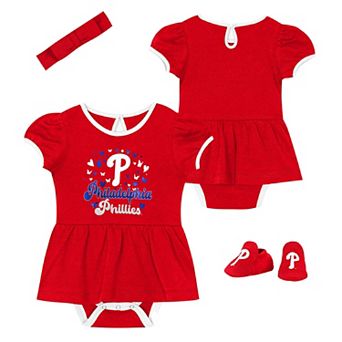 Girls Newborn Outerstuff Philadelphia Phillies Play Day Bodysuit, Headband & Booties Set