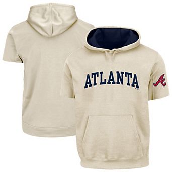 Men's Fanatics Cream/Navy Atlanta Braves Big & Tall Contrast Short Sleeve Hoodie