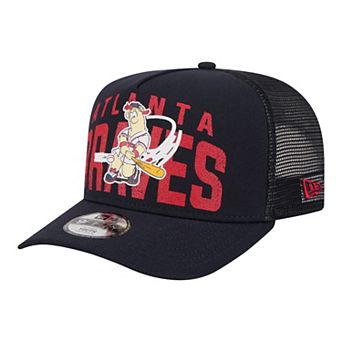 Youth New Era Navy Atlanta Braves Logo Fade A-Frame 9FIFTY Snapback Hat