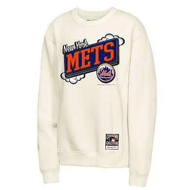 Youth Mitchell & Ness Natural New York Mets Retro Billboard Sweatshirt