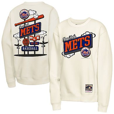 Youth Mitchell & Ness Natural New York Mets Retro Billboard Sweatshirt