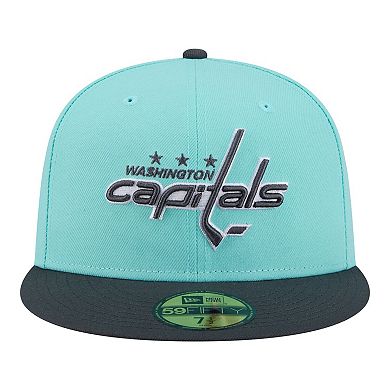 Men's New Era Turquoise/Charcoal Washington Capitals Two-Tone Color Pack 59FIFTY Fitted Hat