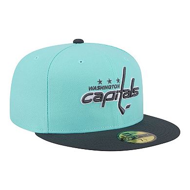 Men's New Era Turquoise/Charcoal Washington Capitals Two-Tone Color Pack 59FIFTY Fitted Hat